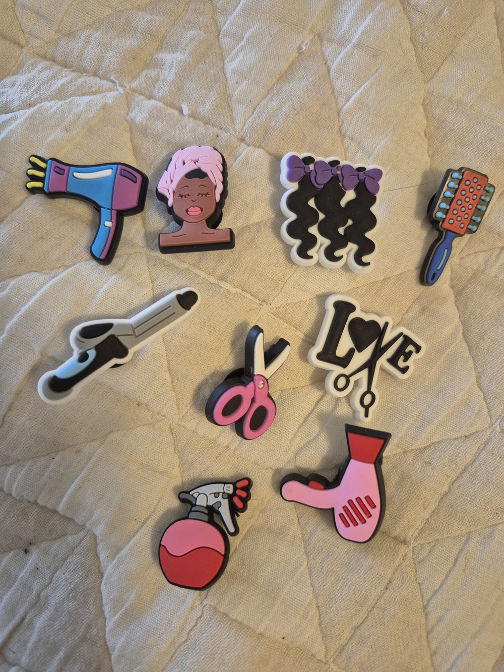 Hair Salon Accessories Croc Charms - Pink, Purple, Black